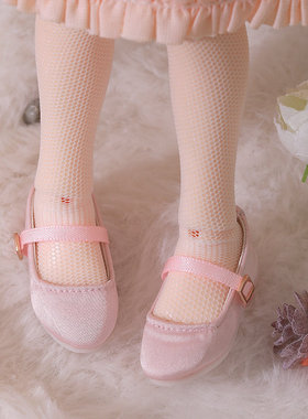 bjd娃鞋6分百搭sd娃娃粗跟粉色少女玩偶专用鞋子长4.5cm现货 精灵