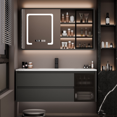 岩板热弯一体盆智能浴室柜组合