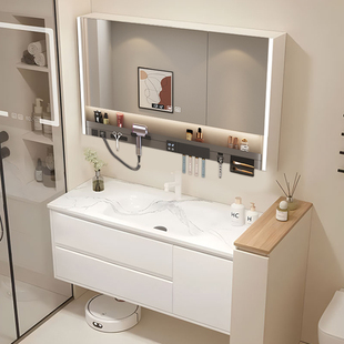 2025新款 浴室柜组合岩板热弯一体盆洗手间卫浴柜洗脸台洗手洗漱台