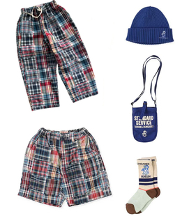 日系DD经典格子短裤长裤凉快轻薄棉防蚊裤夏凉裤中裤