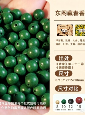 天然东阁藏春香木圆珠散珠DIY饰品配件多圈手串绿色8mm