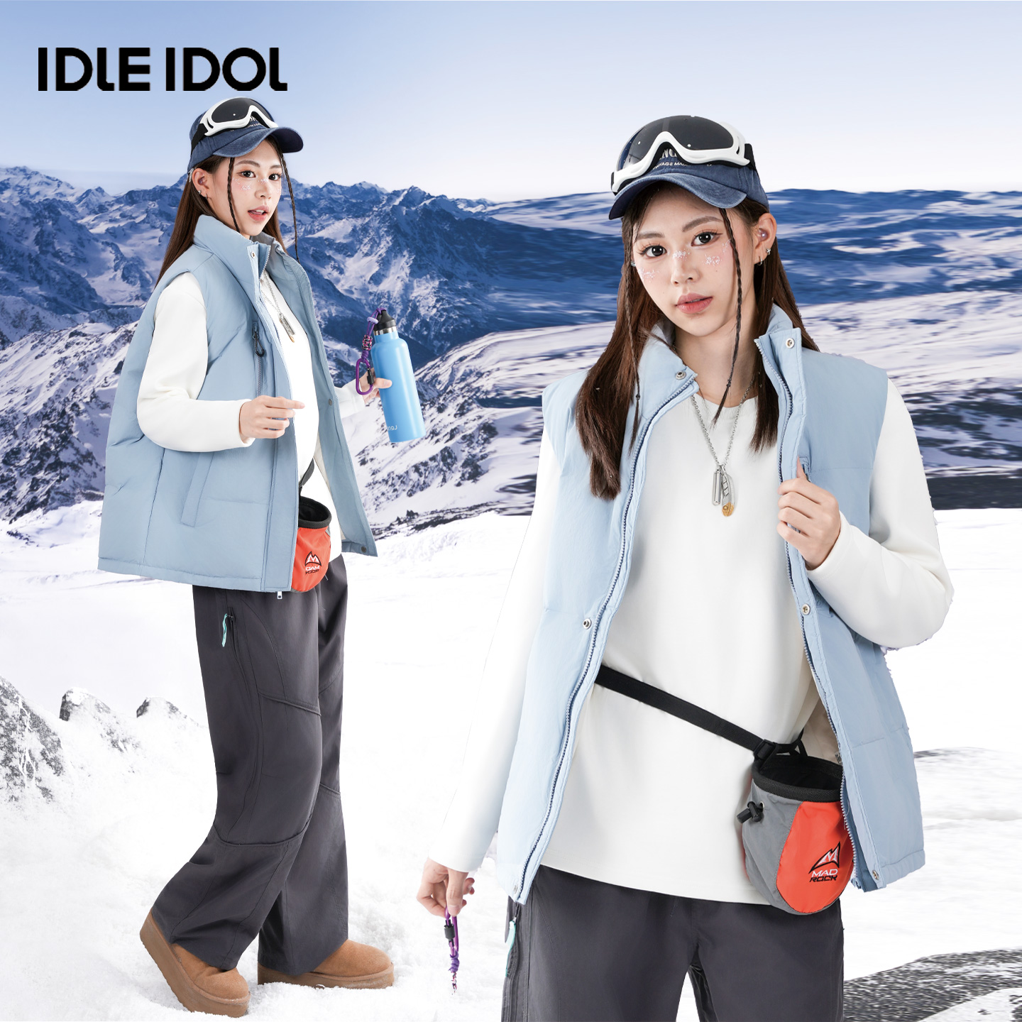 IDLEIDOL纯色简约马甲羽绒服