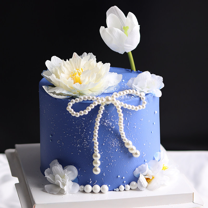 简约牡丹花女神生日蛋糕装饰摆件网红仿真花束花朵烘焙插件插牌
