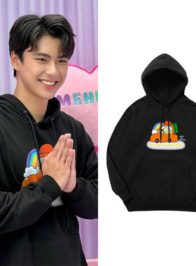 OhmNanon演唱会陈炳林同款卫衣服加绒薄款印花套头连帽衫春秋冬季