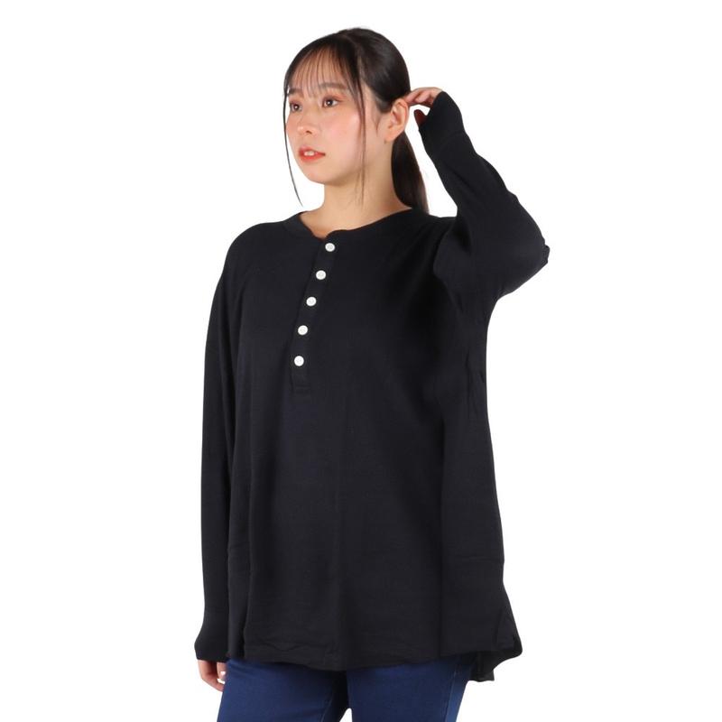 Hanes/恒适女士加厚摇粒绒亨利领长袖T恤运动保暖内搭