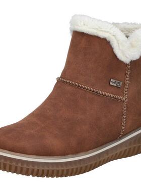 代购rieker女士雪地靴保暖防寒透气轻便绒毛内里可更换鞋垫TEX