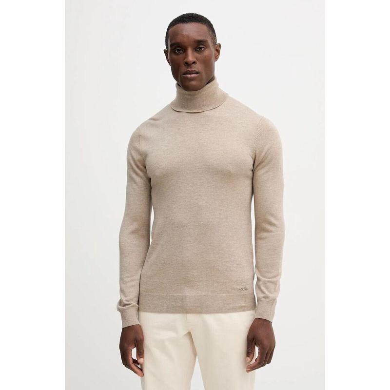 代购GUESS男士毛衣保暖舒适高领纯色秋冬日常针织爆款简约