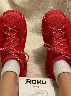 Camper Roku看步红色纺织女式运动鞋新款透气复古厚底时尚休闲鞋