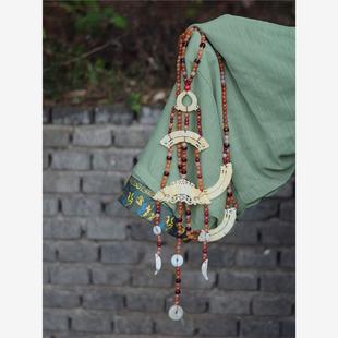 战国袍项链汉服配饰仿玉璜项链软璎珞玉佩秦汉曲直裾魏晋风宿命感