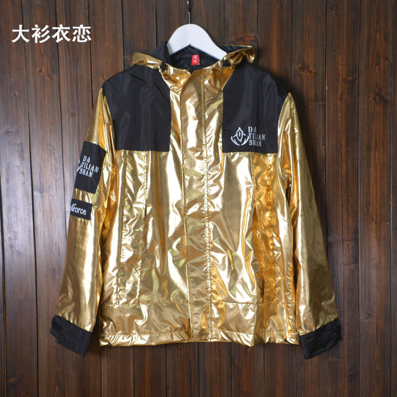 银色亮面反光街头防风衣秋季新品