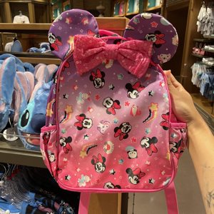 上海迪士尼国内代购卡通米妮头像彩虹双肩包背包书包可爱
