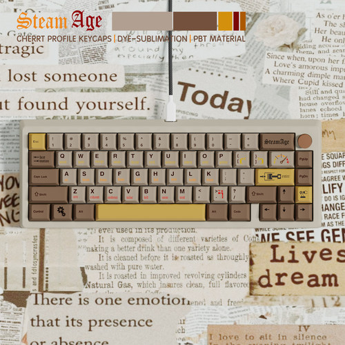 蒸汽时代复古键帽PBT原厂Wooting热升华ATK68醉鹿磁轴键帽壁厚1.7