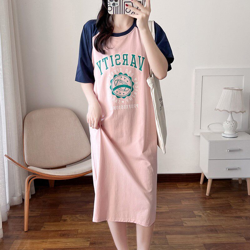 大码哺乳连衣裙春夏季短袖过膝中长辣妈裙款外穿喂奶期衣服夏装裙