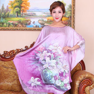 100%桑蚕丝大码 连衣裙正宗杭州丝绸真丝睡袍睡衣宽松孕妇裙