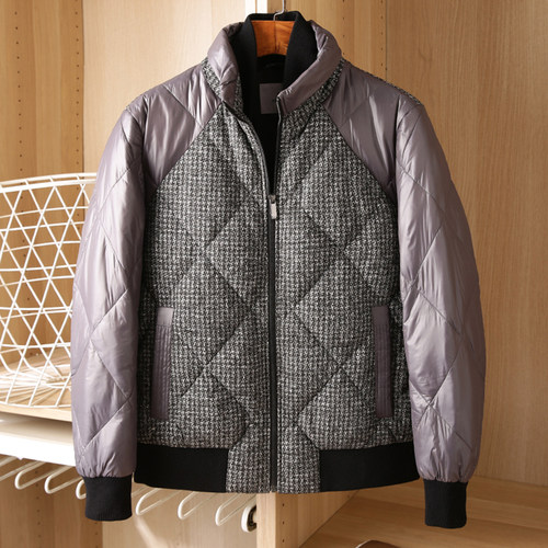 撤柜男士双层领中老年防寒羽绒服