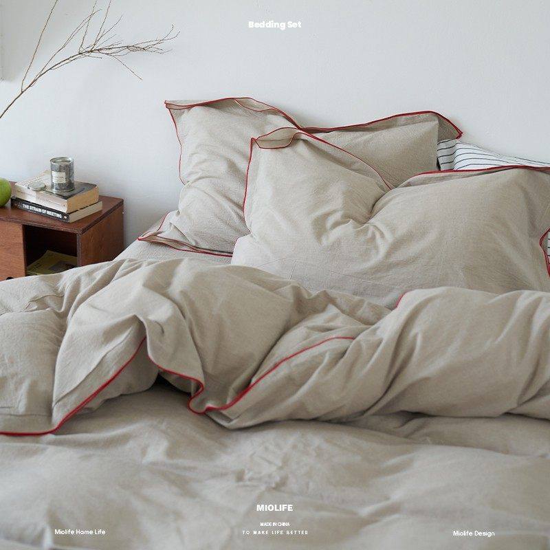 法国LITT纯棉侘寂风四件套水洗棉100全棉床笠日式床单被套床上用,床上用品,床品套件/四件套/多件套,淘宝优惠券,粉丝福利购,淘宝优惠卷