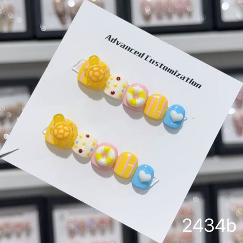 小孩专用美甲贴片3-12岁儿童可爱马卡龙小乌龟穿戴甲可拆卸不伤甲