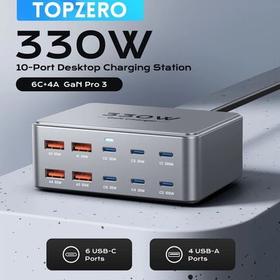 330W USB C GaN Charger 100W PD3.0 PPS QC3.0 Multiport Fast C