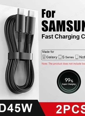 2PCS PD 45W USB C Cable For Samsung Galaxy S20 S21 S22 S23 U