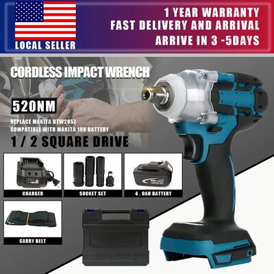 520NM Brushless Cordless Electric Impact Wrench 1/2 inch Pow