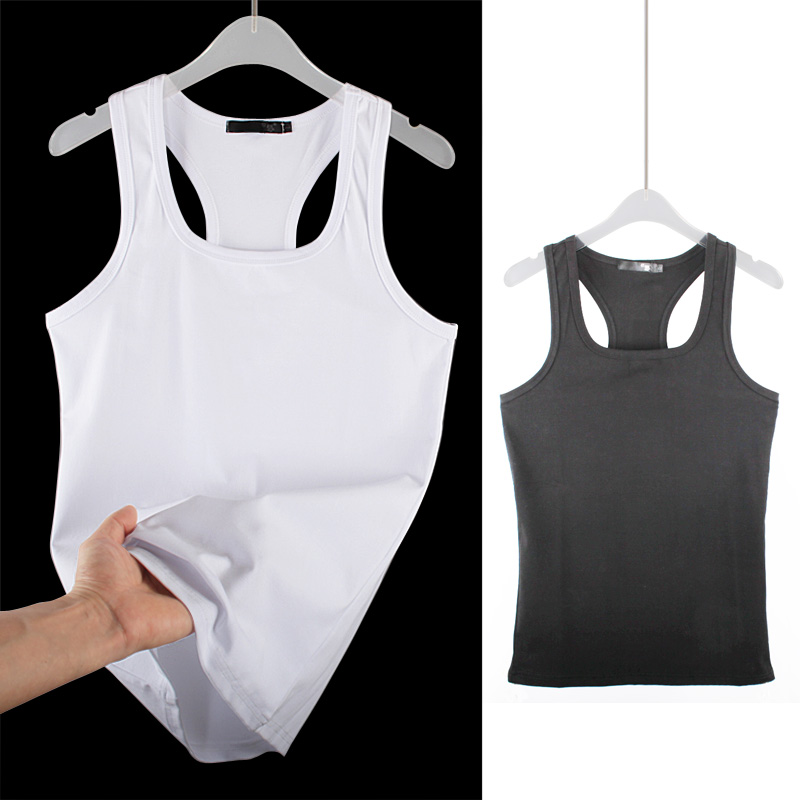 夏季男女工字背心加长修身紧身版型弹性棉氨面料背面是窄背背心