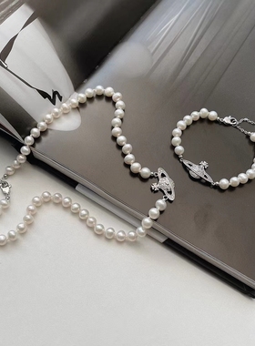 欧阳娜娜同款西太后土星别针珍珠项链女轻奢小众锁骨