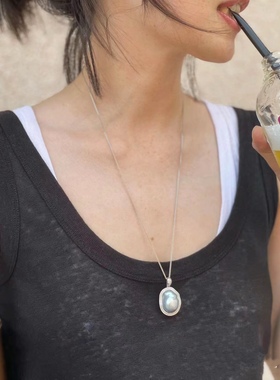 贵族澳白蓝血海水巴洛克银钻镶边吊坠万能扣时尚高级