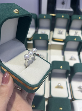 玫瑰的故事刘亦菲同款天然珍珠s925银平衡戒指正圆极光极光akoya