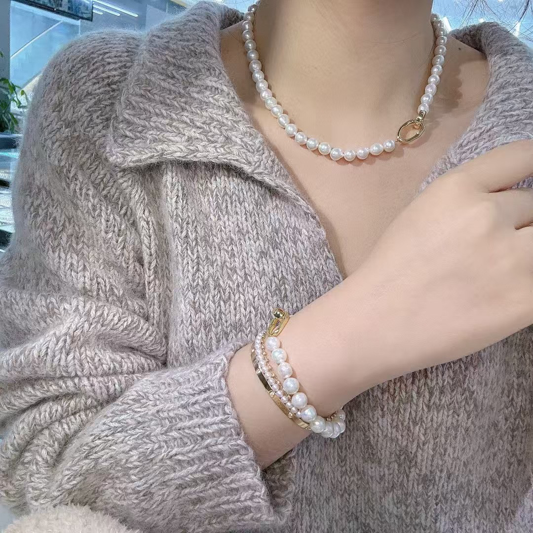 糖纸巴洛克珍珠项链手链镜面光泽极光巴洛克珍珠带证书