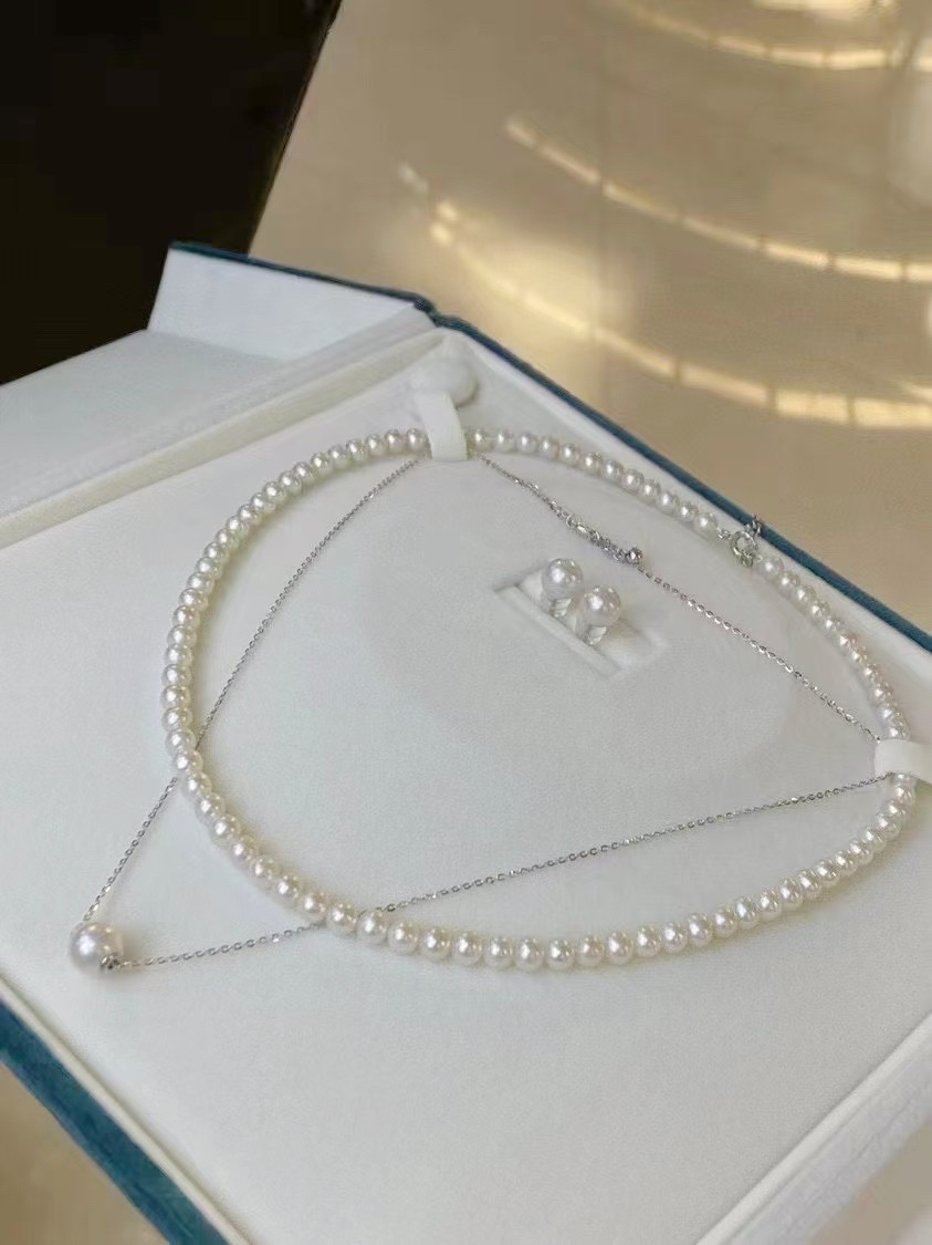 天然淡水珍珠经典三件套baby珠路路通素钉女神节礼物珍珠礼盒套装