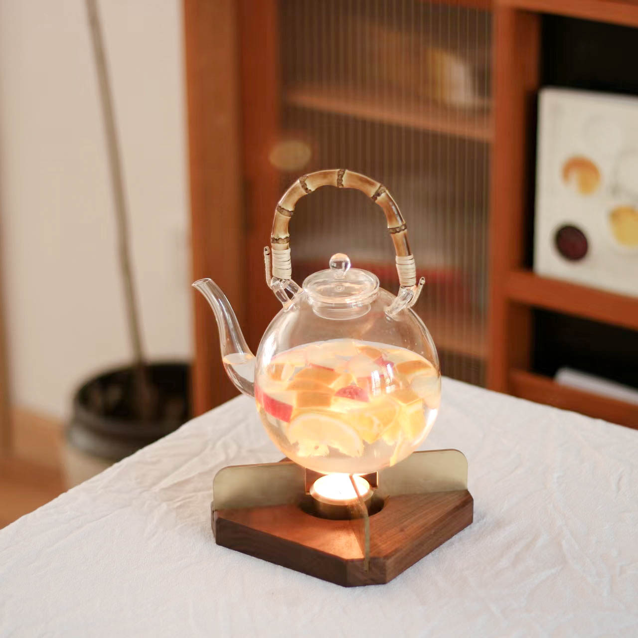 foartmo 凡摩 日式温茶炉黄铜黑胡桃木蜡烛加热底座温茶器,餐饮具,煮茶炉,淘宝优惠券,粉丝福利购,淘宝优惠卷