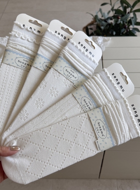 全店满15包邮春秋天袜子女中筒袜个性潮白色系木耳边外穿堆堆袜