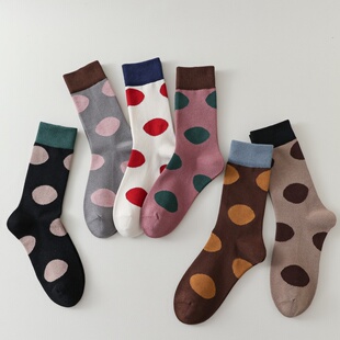 秋冬天袜子女中筒袜个性 圆点无骨不硌脚潮外穿诸暨袜 包邮 全店满15