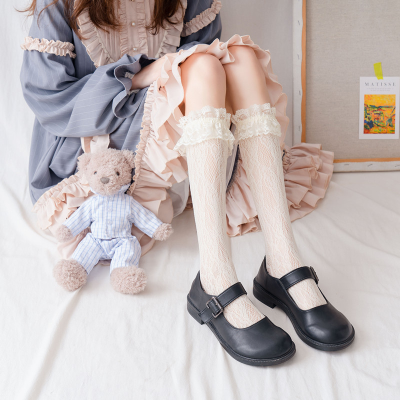 白色蕾丝洛丽塔小腿袜女jkjk长筒