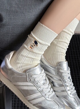 全店满15包邮日系袜子女中筒袜秋冬外穿雪纳瑞刺绣潮可爱鲨鱼裤袜