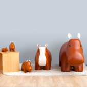 台湾zuny憨厚河马先生犀牛大叔纸镇书挡门挡摆件皮质玩偶创意礼物