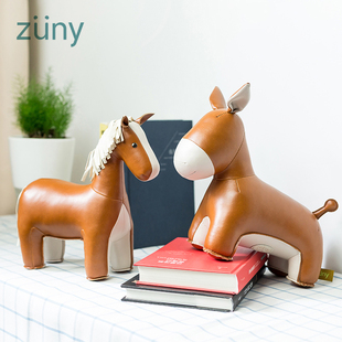 台湾zuny 马帅驴萌 骏马毛驴纸镇书挡门挡 皮质玩偶家居摆件礼物