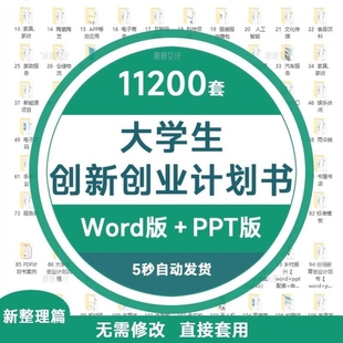 大学生创新创业计划书word成品互联网+大赛ppt模板商业策划书撰写