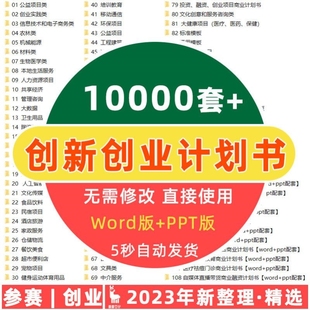 大学生创新创业计划书word成品案例syb三创大赛ppt商业策划书撰写