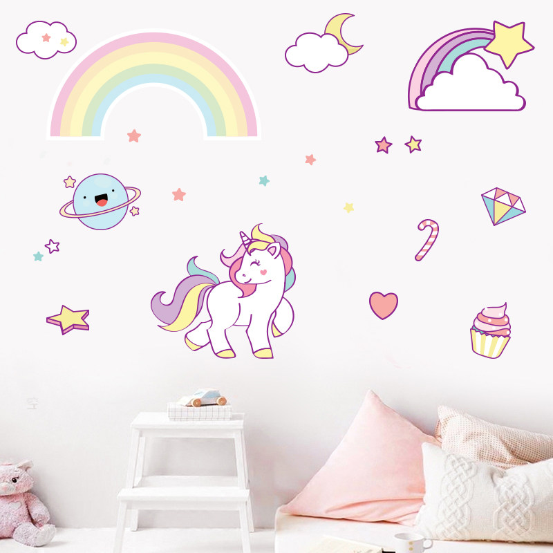 儿童房幼儿园卡通动漫小马驹之友谊魔法贴画小马宝莉彩虹贴纸墙贴