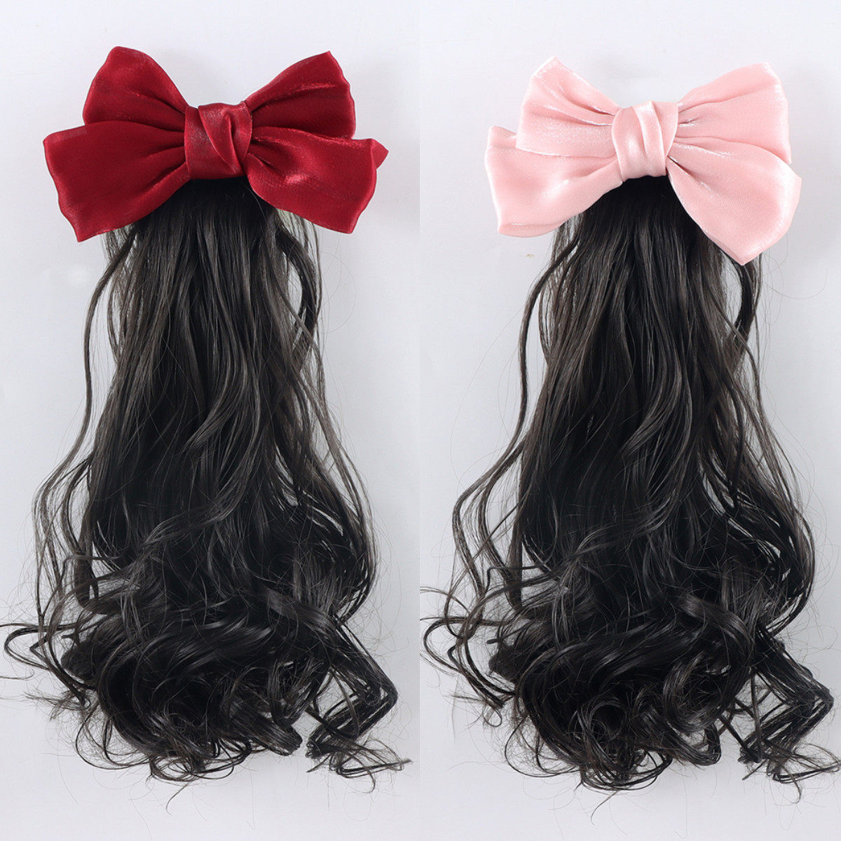 小孩假发马尾蝴蝶结30厘米卷发女孩梨花卷逼真可爱造型仿真发马尾