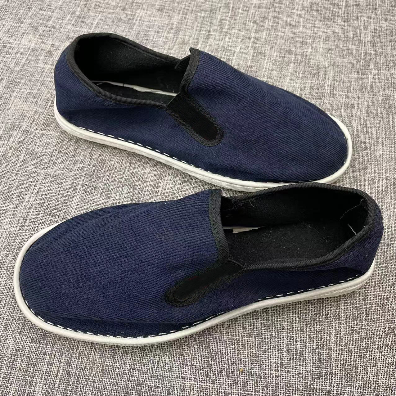 秋冬老北京布鞋男加绒手工花布鞋懒人一脚蹬软底保暖百搭休闲鞋子