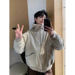 26冬季牛仔水貂毛外套男加绒加厚连帽棉衣cleanfit棉服厚外衣