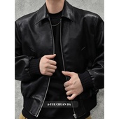 2025美式 复古潮流时尚 廓形翻领百搭机车加棉加厚皮衣夹克外套秋冬