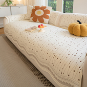 原创水洗棉奶油风纯棉异形沙发垫四季 用2025新款 布艺沙发坐垫盖布