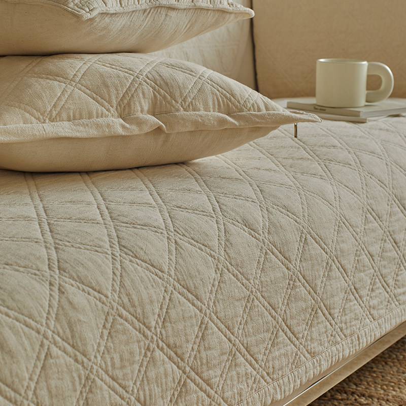 四季通用沙发垫高档棉麻纯棉坐垫套2026新款日式诧寂极简扶手盖布