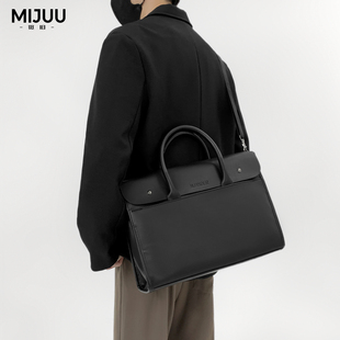 觅旧单肩斜挎包男大容量手提商务公文包男士 托特邮差通勤电脑背包