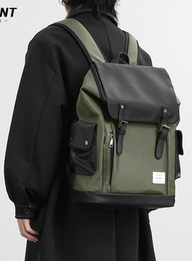 觅旧双肩包男通勤商务出差高级感16寸电脑背包男士大容量皮质书包