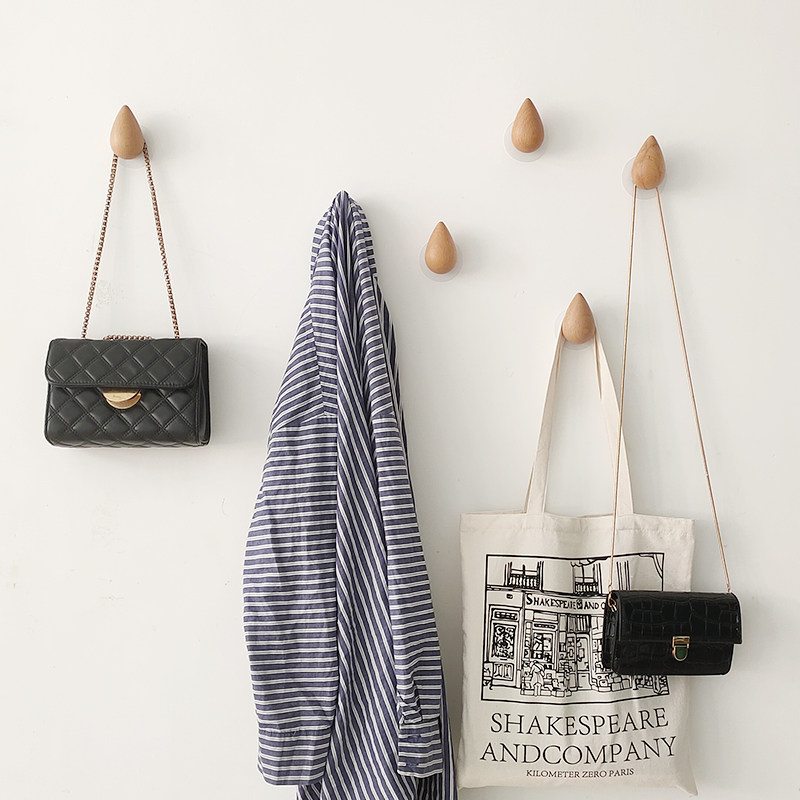 免打孔实木挂钩进门后玄关墙壁衣帽钩雨滴挂衣钩水滴挂钩超值北欧,收纳整理,挂钩/粘钩,淘宝优惠券,粉丝福利购,淘宝优惠卷