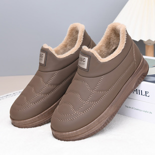 短靴加厚防滑女士雪地靴防寒 女皮面加绒保暖妈妈鞋 冬季 老北京棉鞋